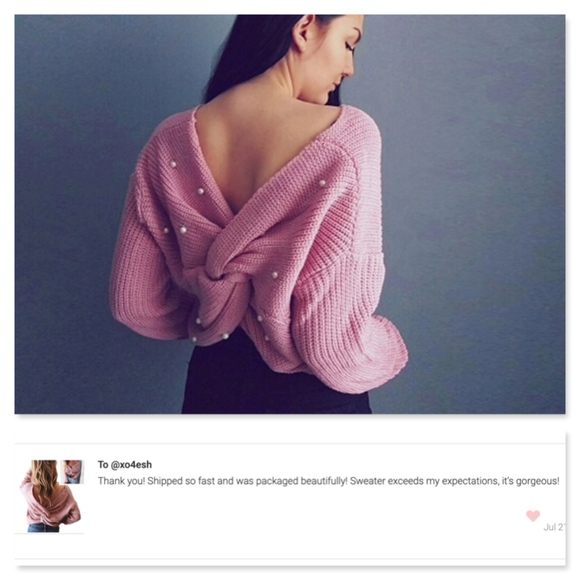 Wear 2 Ways Pearl Twist Knot Cross Pink Sweater - Picture 5 of 8